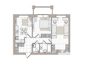 2-к квартира, вторичка, 66м2, 6/6 этаж