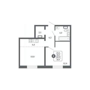 2-к квартира, вторичка, 39м2, 5/17 этаж