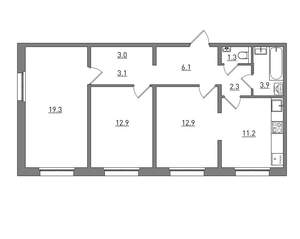 3-к квартира, вторичка, 76м2, 9/17 этаж