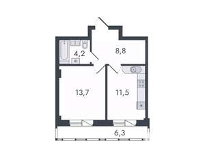 1-к квартира, вторичка, 45м2, 4/16 этаж