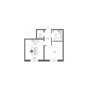 2-к квартира, вторичка, 39м2, 13/17 этаж