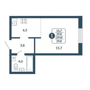 Студия квартира, вторичка, 30м2, 8/17 этаж