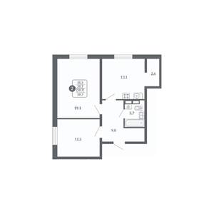 2-к квартира, вторичка, 60м2, 5/17 этаж
