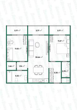 2-к квартира, вторичка, 62м2, 7/17 этаж