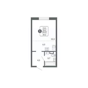 Студия квартира, вторичка, 26м2, 6/17 этаж