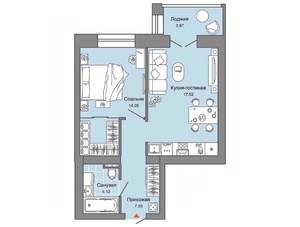 1-к квартира, вторичка, 45м2, 3/7 этаж