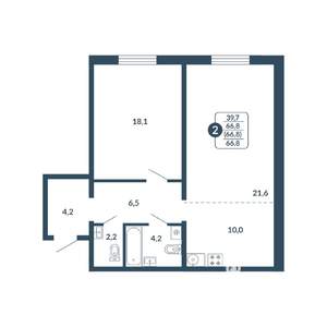 2-к квартира, вторичка, 67м2, 2/17 этаж