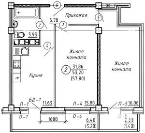 2-к квартира, вторичка, 58м2, 11/15 этаж
