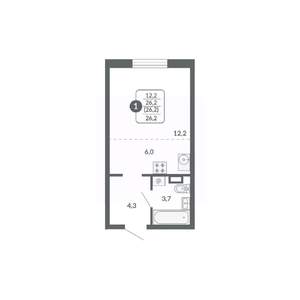 Студия квартира, вторичка, 26м2, 9/17 этаж