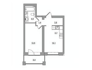 2-к квартира, вторичка, 42м2, 6/6 этаж