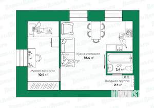 2-к квартира, вторичка, 33м2, 3/3 этаж