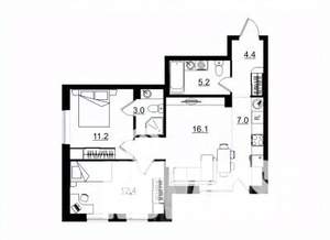 3-к квартира, строящийся дом, 62м2, 7/11 этаж