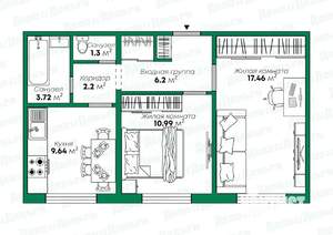 2-к квартира, вторичка, 51м2, 5/17 этаж