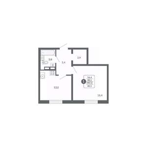 1-к квартира, вторичка, 41м2, 10/17 этаж