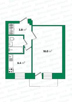 1-к квартира, вторичка, 32м2, 4/4 этаж