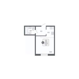 1-к квартира, вторичка, 28м2, 2/17 этаж
