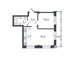 2-к квартира, вторичка, 50м2, 4/16 этаж
