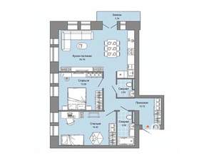 2-к квартира, строящийся дом, 73м2, 7/8 этаж