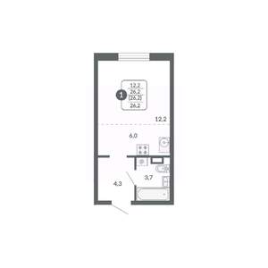 Студия квартира, вторичка, 26м2, 8/17 этаж