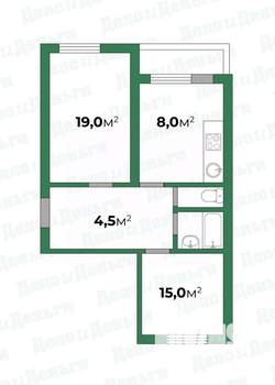 2-к квартира, вторичка, 50м2, 5/5 этаж