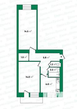 2-к квартира, вторичка, 46м2, 2/5 этаж