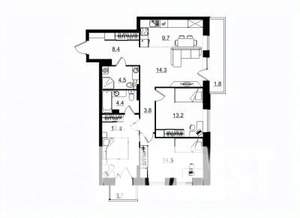 4-к квартира, вторичка, 88м2, 10/11 этаж