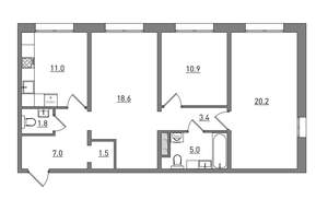 3-к квартира, вторичка, 79м2, 1/16 этаж