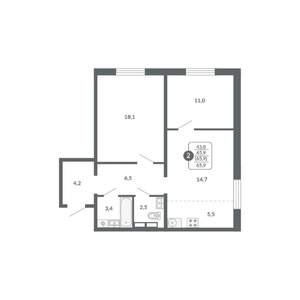 3-к квартира, вторичка, 66м2, 16/17 этаж