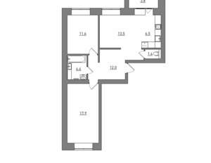 3-к квартира, вторичка, 71м2, 5/12 этаж
