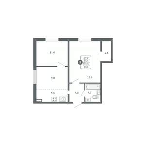 3-к квартира, вторичка, 55м2, 7/17 этаж