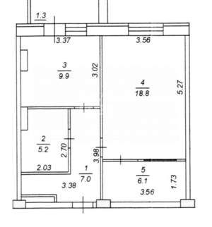 2-к квартира, вторичка, 47м2, 2/7 этаж