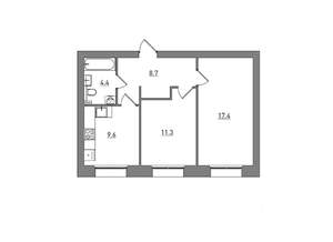 2-к квартира, вторичка, 51м2, 1/6 этаж