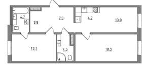 3-к квартира, вторичка, 69м2, 2/16 этаж