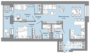 3-к квартира, вторичка, 74м2, 5/7 этаж