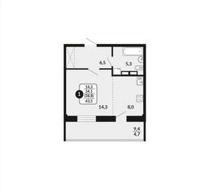 1-к квартира, вторичка, 44м2, 6/18 этаж