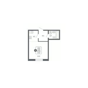 1-к квартира, вторичка, 28м2, 10/17 этаж
