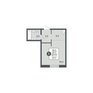 Студия квартира, вторичка, 28м2, 8/17 этаж