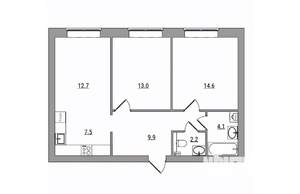 3-к квартира, вторичка, 66м2, 1/6 этаж