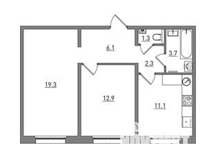 2-к квартира, вторичка, 57м2, 3/17 этаж