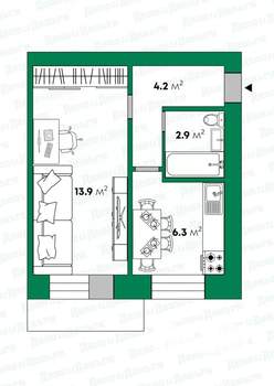 1-к квартира, вторичка, 27м2, 5/5 этаж