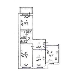 3-к квартира, вторичка, 70м2, 4/5 этаж
