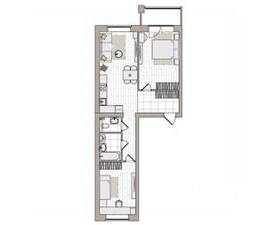3-к квартира, вторичка, 68м2, 2/6 этаж