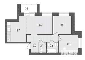 3-к квартира, вторичка, 67м2, 9/9 этаж