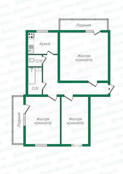 3-к квартира, вторичка, 63м2, 5/9 этаж