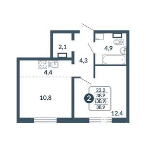 2-к квартира, вторичка, 39м2, 4/17 этаж