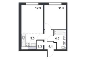2-к квартира, вторичка, 39м2, 8/16 этаж