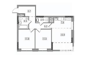 3-к квартира, вторичка, 65м2, 17/17 этаж