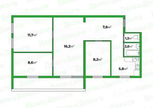 4-к квартира, вторичка, 62м2, 2/5 этаж