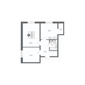 2-к квартира, вторичка, 60м2, 9/17 этаж