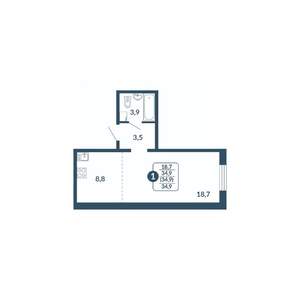 1-к квартира, вторичка, 35м2, 13/17 этаж